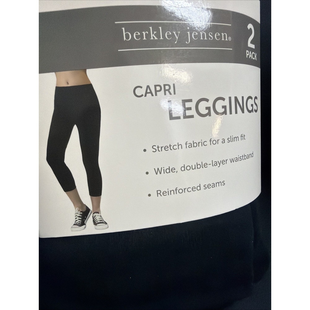 Berkley Jensen Women's Capri Leggings 2-Pack, Black/Grey, Size Medium - Picture 6 of 6